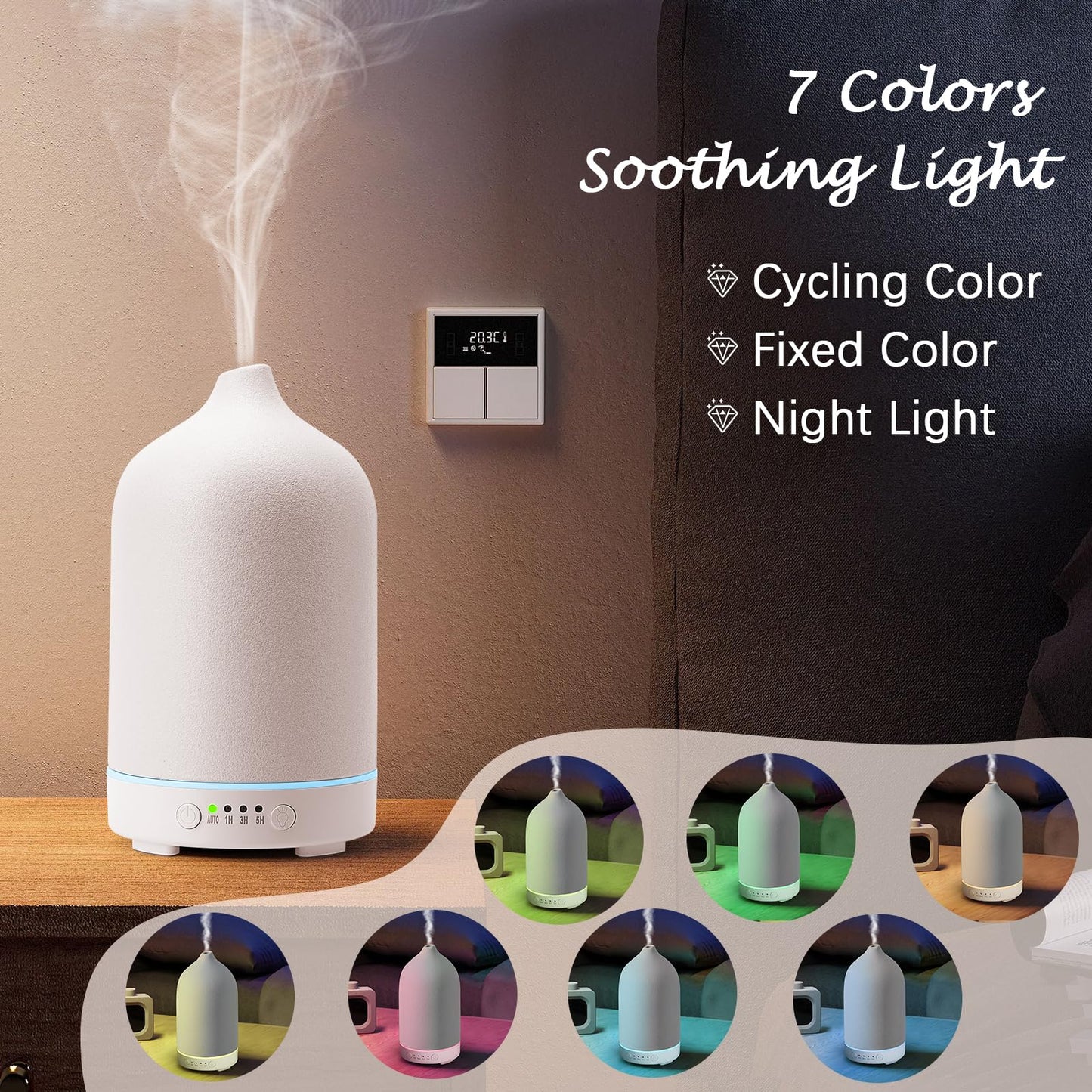 Diffuserlove Ceramic Diffuser 250ML – White Stone Aromatherapy Diffuser