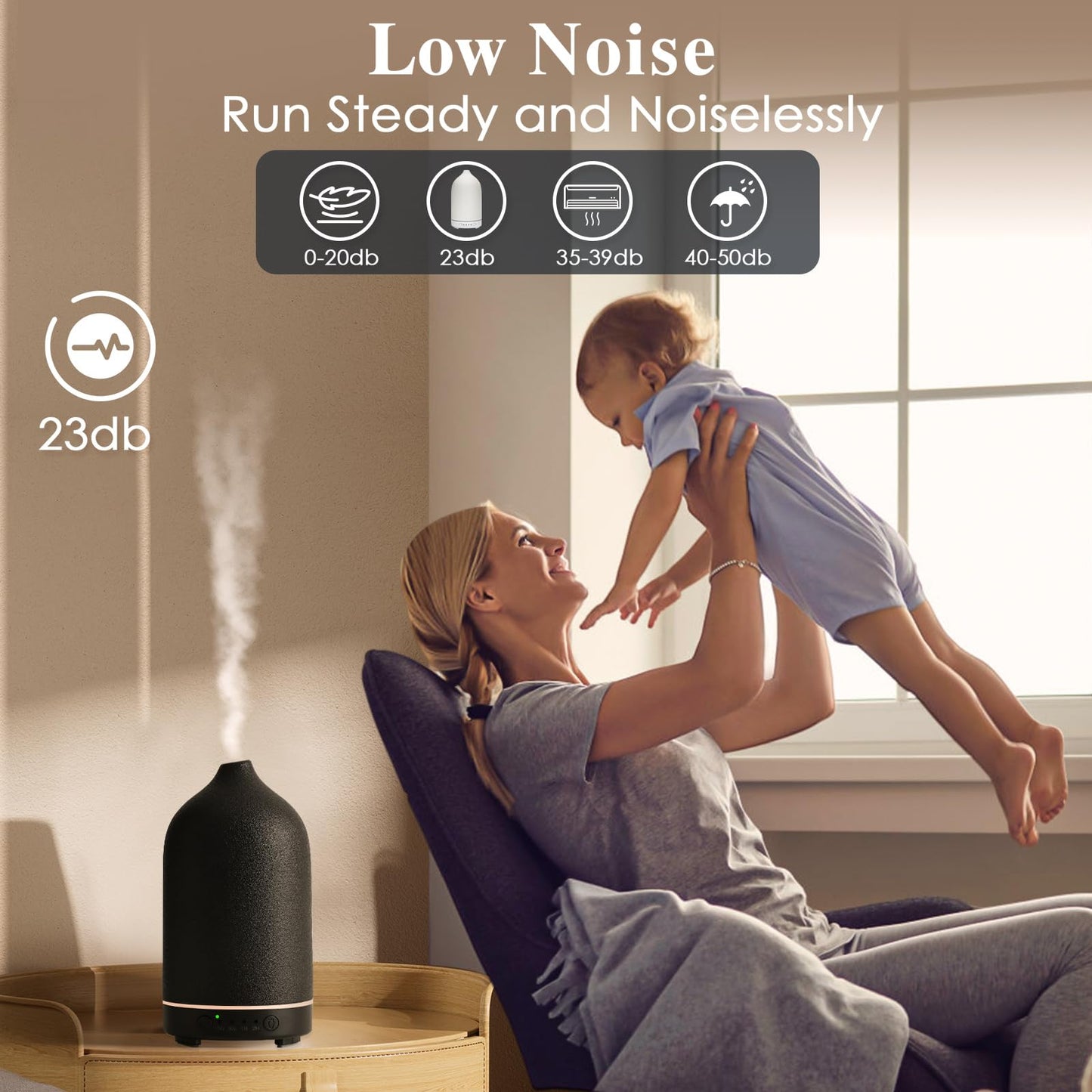 Diffuserlove Ceramic Essential Oil Diffuser – Stone Cover, Auto Shut-off