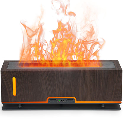 Diffuserlove Flame Diffuser 200ml – Realistic Flame Aroma Diffuser for Bedroom (Dark Brown)