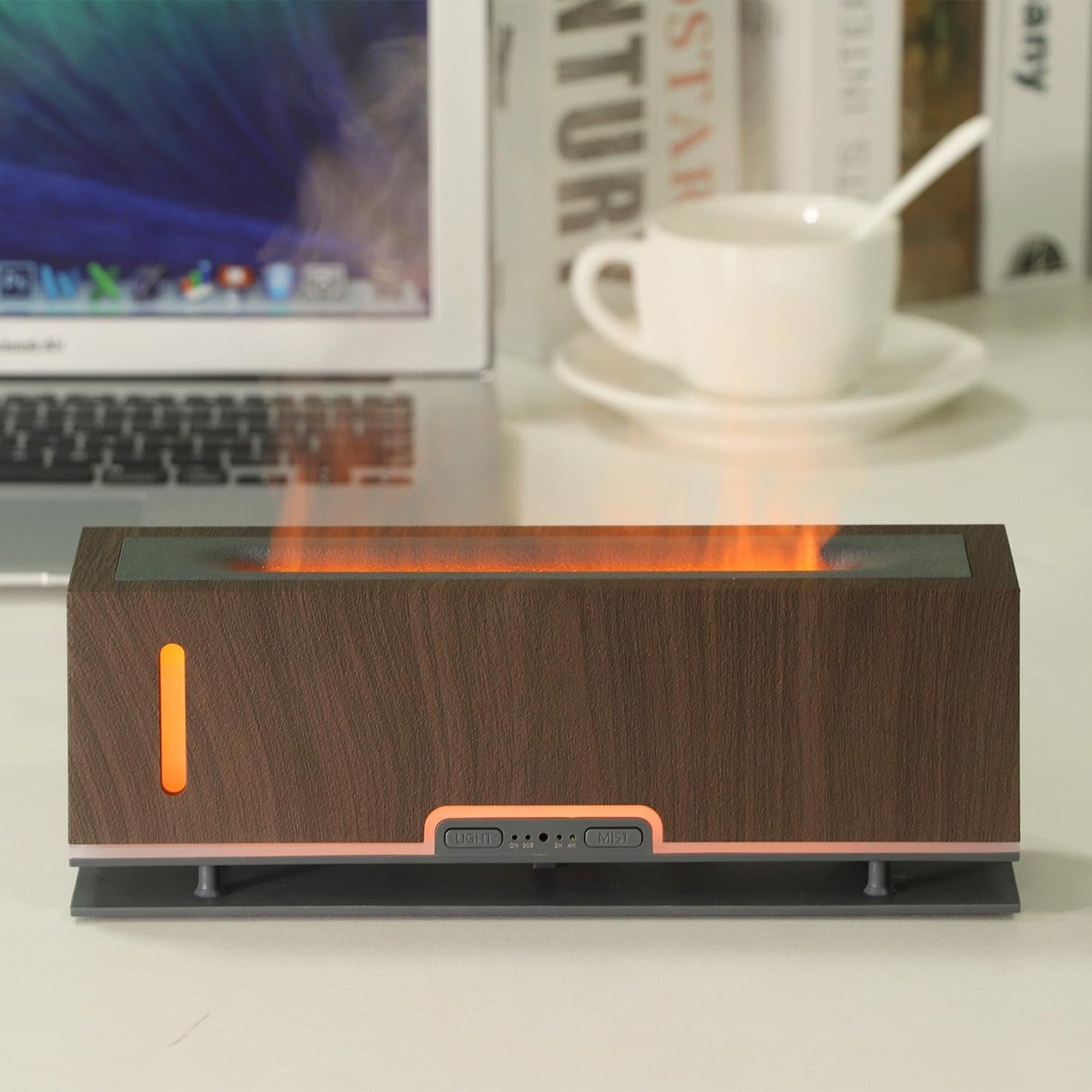 Diffuserlove Flame Diffuser 200ml – Realistic Flame Aroma Diffuser for Bedroom (Dark Brown)