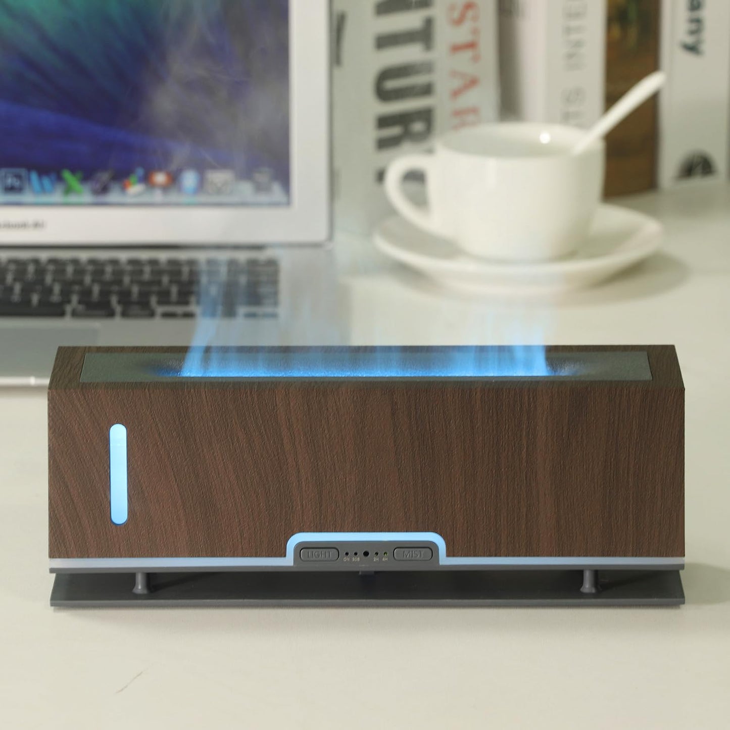 Diffuserlove Flame Diffuser 200ml – Realistic Flame Aroma Diffuser for Bedroom (Dark Brown)