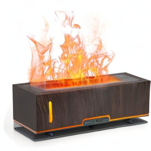 Diffuserlove Flame Diffuser 200ml – Realistic Flame Aroma Diffuser for Bedroom (Dark Brown)