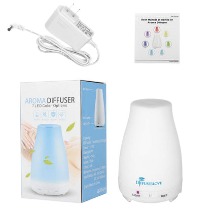 Diffuserlove 200ML Essential Oil Diffuser — Remote Control Ultrasonic Mist, BPA-Free Aromatherapy with 7 Color Lights