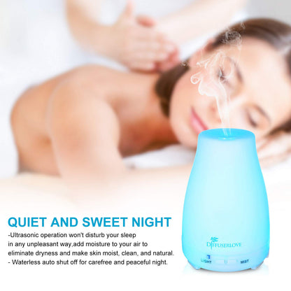 Diffuserlove 200ML Essential Oil Diffuser — Remote Control Ultrasonic Mist, BPA-Free Aromatherapy with 7 Color Lights