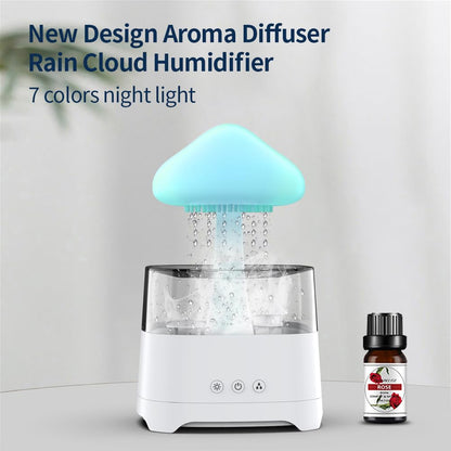 Diffuserlove Rain Diffuser 450ML – Cloud Humidifier with Rain Sounds, Remote Control, RGB Lamp (6.54''x10.5'')