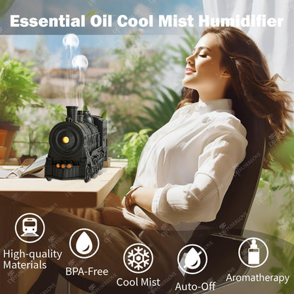 Diffuserlove Train Diffuser 300ML – Essential Oil Diffuser, Night Light (Black)