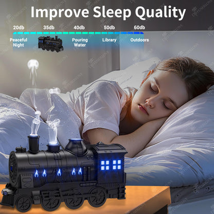 Diffuserlove Train Diffuser 300ML – Essential Oil Diffuser, Night Light (Black)