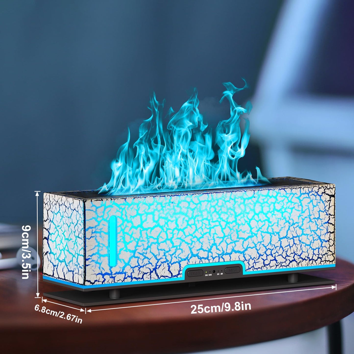 Diffuserlove Flame Diffuser 200ml – Essential Oil Humidifier for Home & Office | White Crack