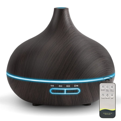 Large Room 550ml Essential Oil Diffuser with Remote – Ultrasonic Diffuser, Timer, 7-Color Lights