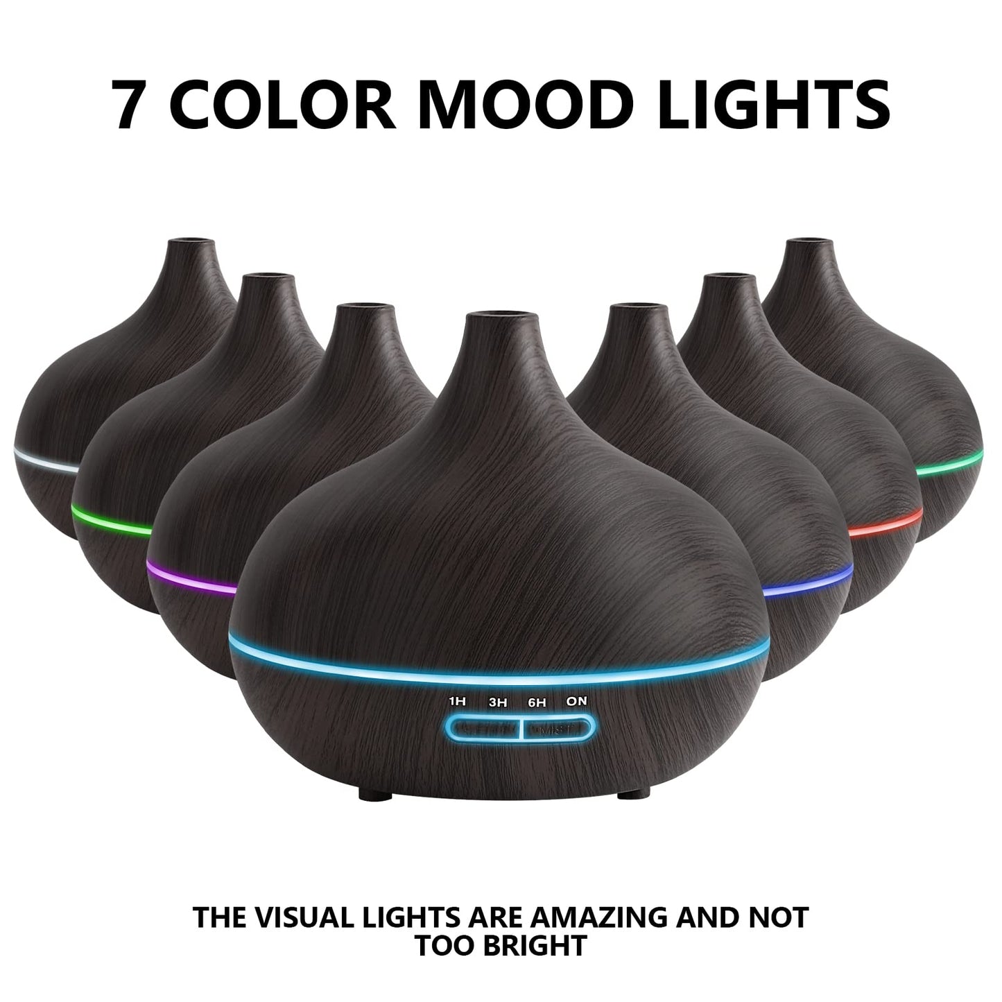 Large Room 550ml Essential Oil Diffuser with Remote – Ultrasonic Diffuser, Timer, 7-Color Lights