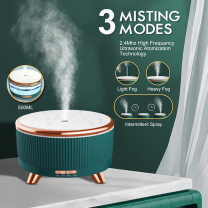 Diffusers for Essential Oils Large Room - 500ml Aromatherapy Diffuser with Remote, 7 Color Lights, 3 Mist Modes, Auto Off