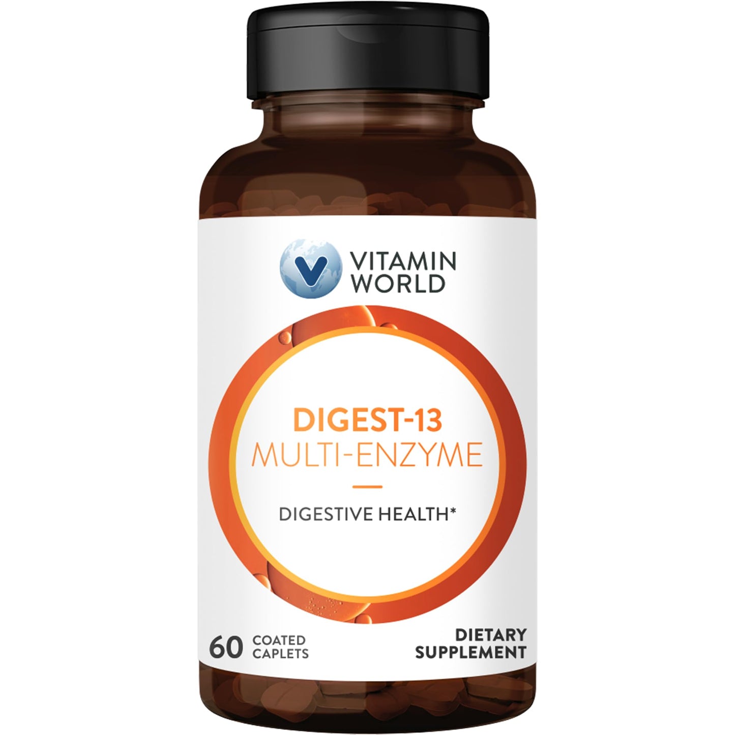 Vitamin World Digest-13 Multi-Enzyme – 1010mg Digestive Enzymes, 60 Caplets