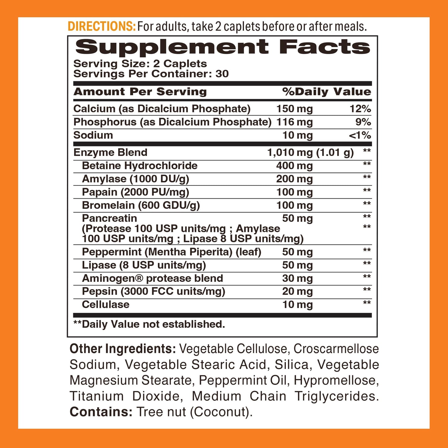 Vitamin World Digest-13 Multi-Enzyme – 1010mg Digestive Enzymes, 60 Caplets