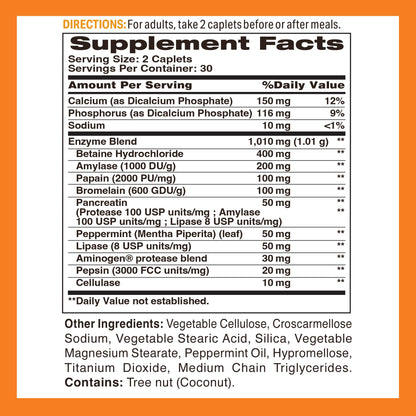 Vitamin World Digest-13 Multi-Enzyme – 1010mg Digestive Enzymes, 60 Caplets