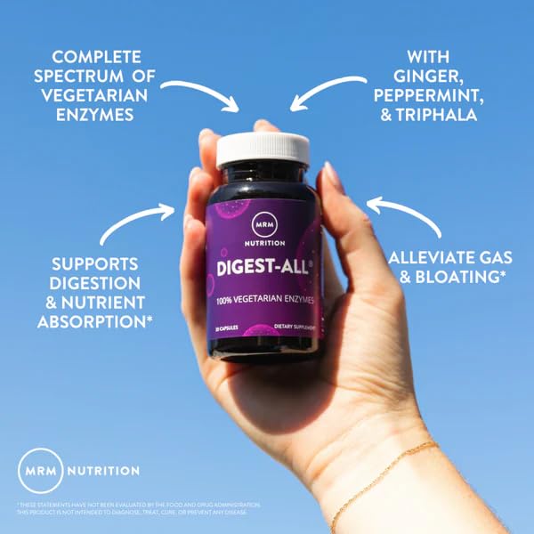 MRM Nutrition Digest-All – Digestive Enzymes for Improved Digestion | 50 Servings | Vegetarian & Gluten-Free
