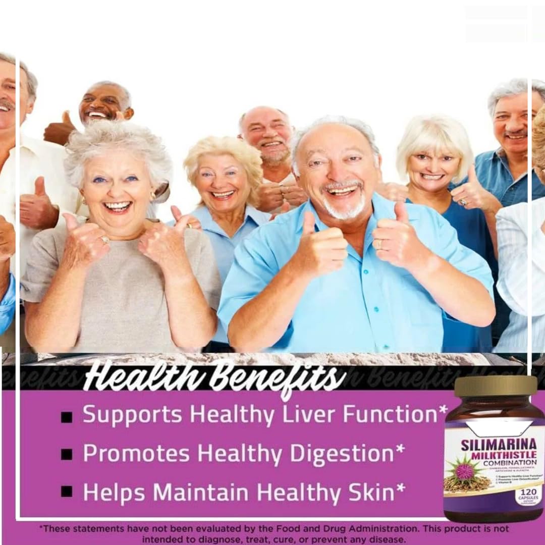 Fatty Liver Support Pills with Silymarin – 120 Capsules (Milk Thistle, Dandelion, Fennel, B Complex, Licorice)
