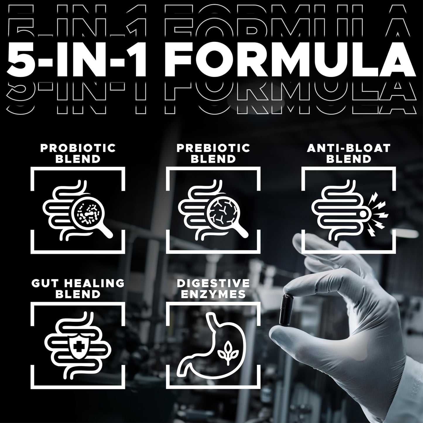 Digestival 5-in-1 Gut Health Formula – Probiotics, Enzymes, Prebiotics & Bloat Relief