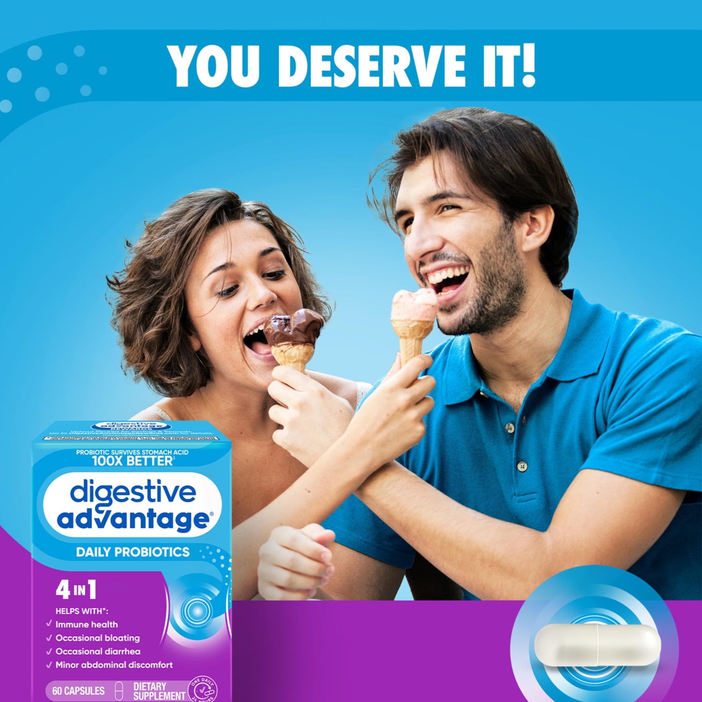 Digestive Advantage Probiotics – Daily Probiotics for Gut Health & Immune Support (60ct)