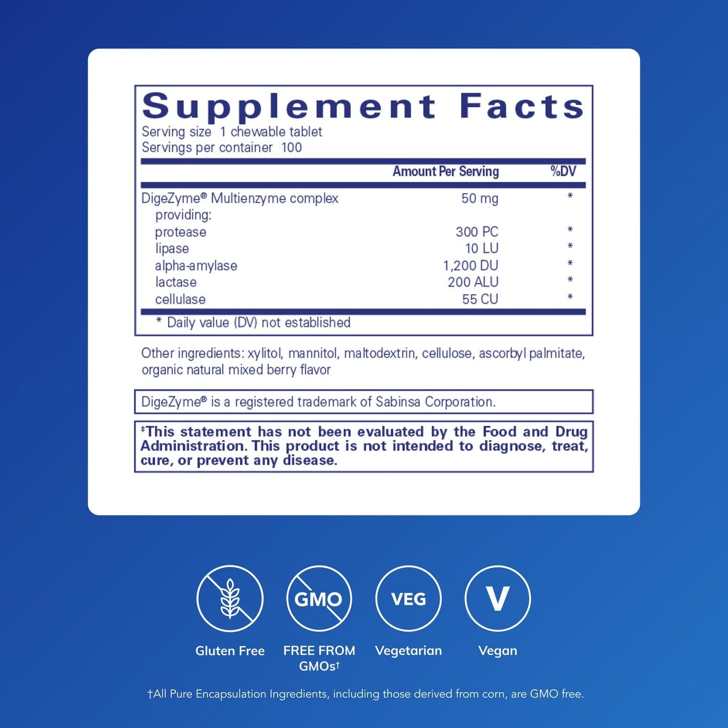 Pure Encapsulations Digestive Enzyme Chewables | Digestive Enzymes for Protein, Carbs & Dairy (100 CT)