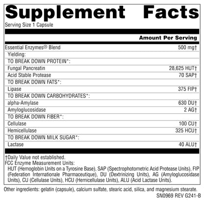 Source Naturals Essential Enzymes 500mg - Bio-Aligned Digestive Enzymes, 240 Capsules