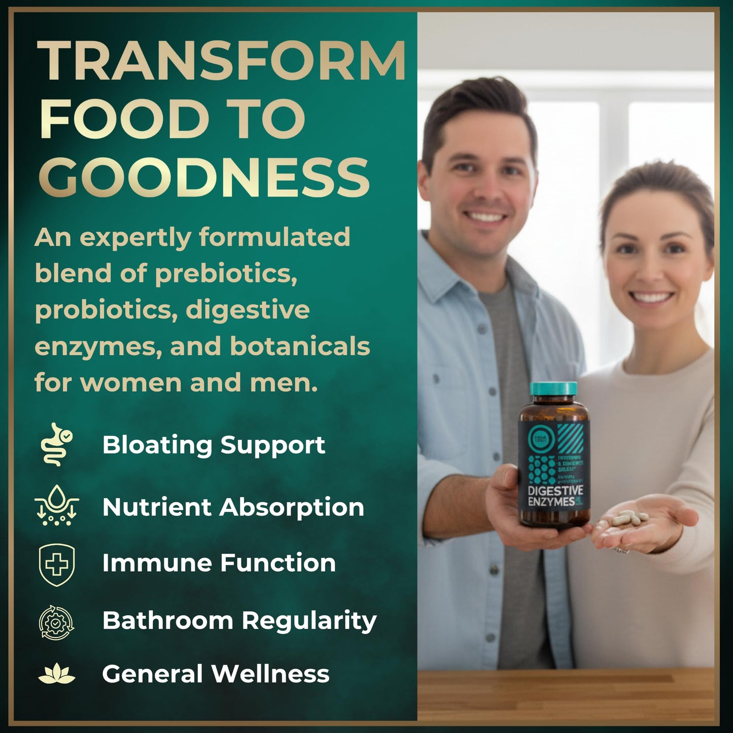 Digestive Enzymes for Women & Men with Probiotics & Prebiotics – Vegan Blend, 180 Capsules