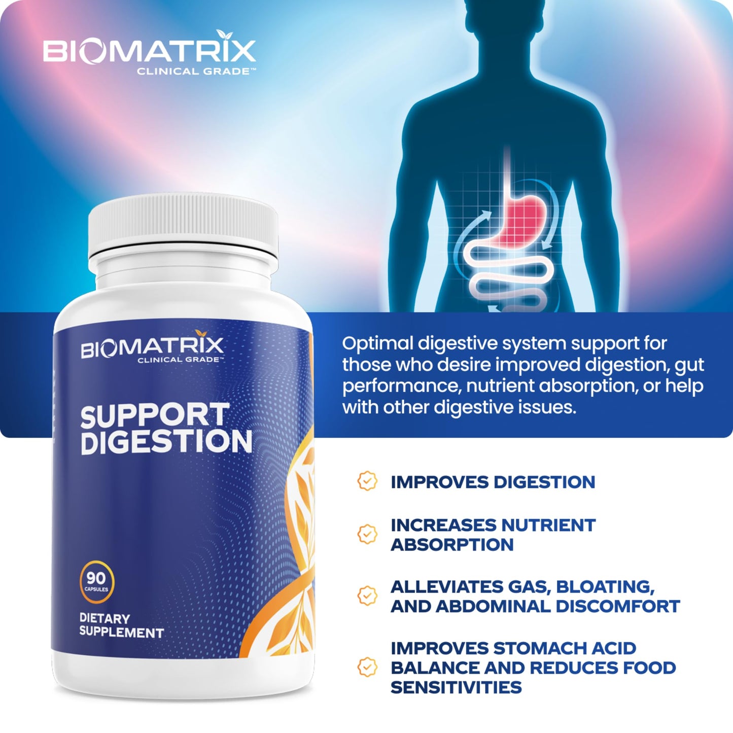 Digestive Enzymes Supplement (90 Caps) – Purified Bile, Pancreatin & Betaine HCl
