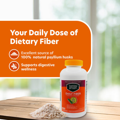 Berkley Jensen Daily Psyllium Husk Supplement – 600 Count Fiber Capsules