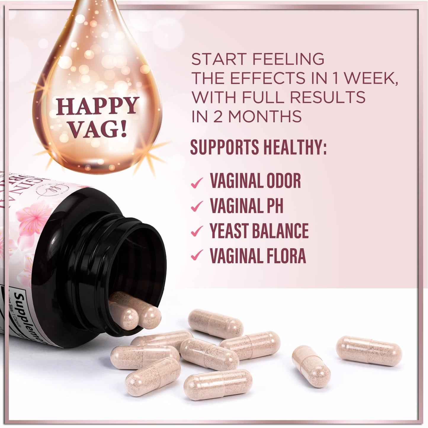 Vaginal Probiotics 50B CFU - 10 Strains with Cranberry & D-Mannose | Vaginal pH & Flora Balance - 60 Capsules