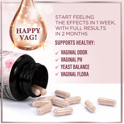 Vaginal Probiotics 50B CFU - 10 Strains with Cranberry & D-Mannose | Vaginal pH & Flora Balance - 60 Capsules