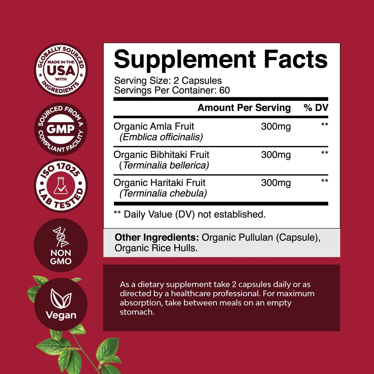 Digestive Triphala Organic Complex – Detox & Digestive Health Supplement