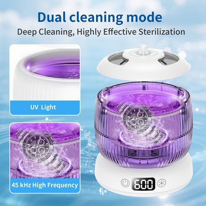 2025 Upgraded Ultrasonic Retainer Cleaner Machine | 4 Modes, UV Lights