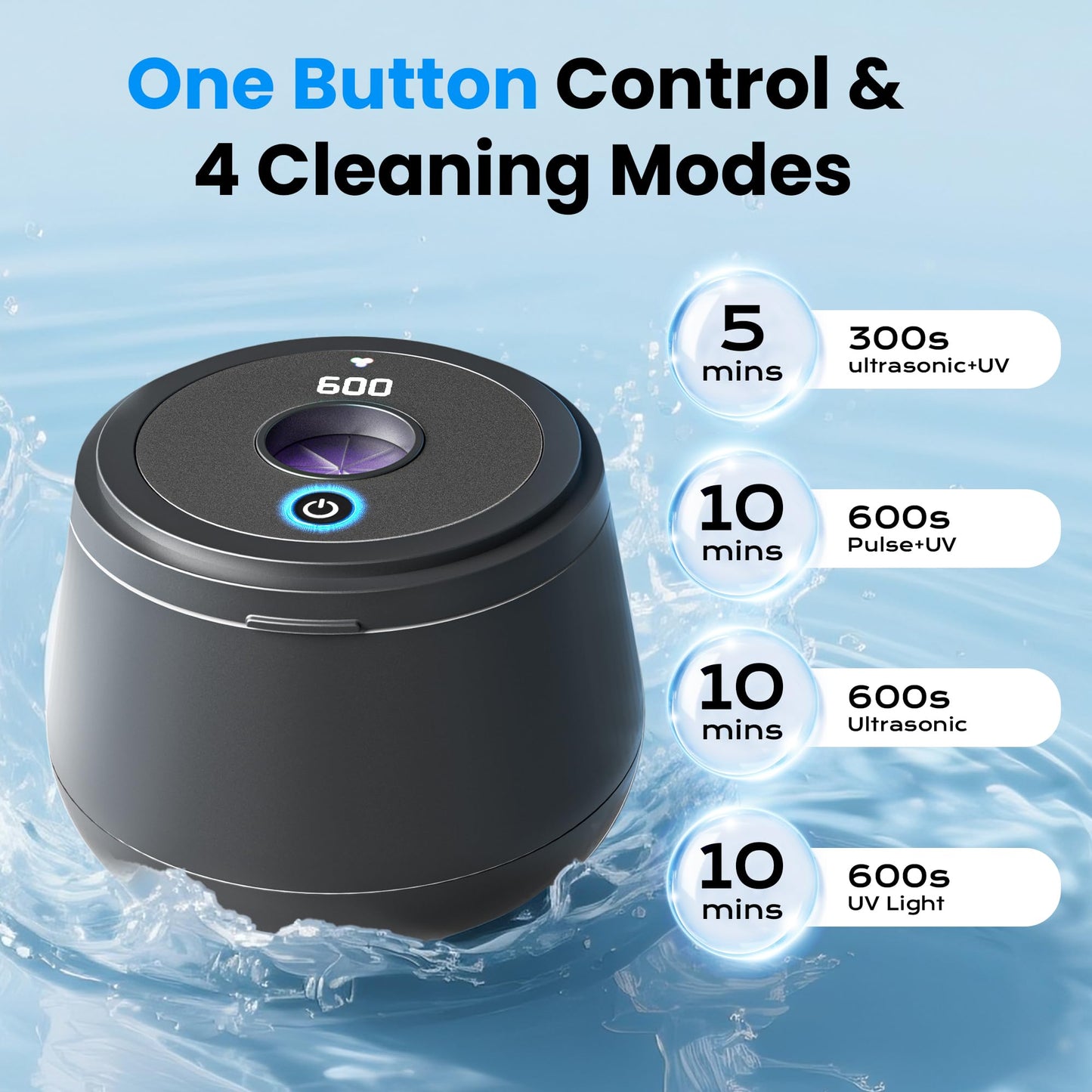 45kHz Ultrasonic Retainer Cleaner – 200ML UV Dental Cleaner