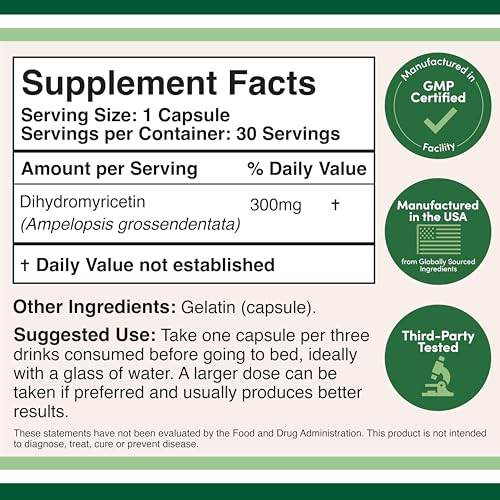 Dihydromyricetin DHM Liver Support | Hovenia Dulcis Extract 300mg - 30 Caps (Pack of 2)