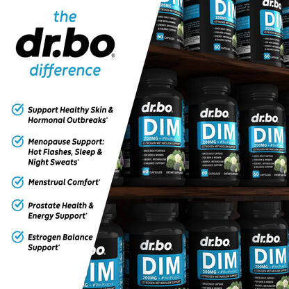 DIM Supplement for Women & Men 200mg - Androgen Estrogen Blocker for Men & Women, Hormonal Acne Pills, Hormone Balance, Menopause Support, Diindolylmethane DIM Supplement Plus BioPerine - 60 Capsules