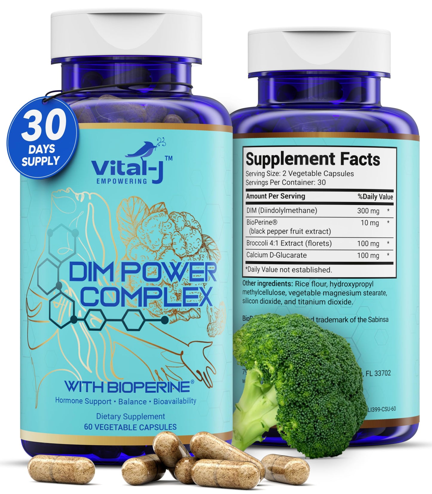 4-in-1 DIM Potent Complex 300mg - Estrogen Balance, Metabolism & Menopause Support | Bioperine, Calcium D-Glucarate & Broccoli Extract | 30 Servings