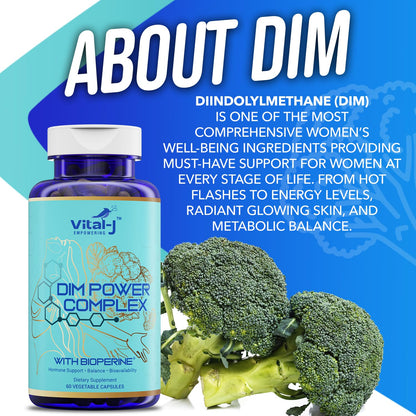 4-in-1 DIM Potent Complex 300mg - Estrogen Balance, Metabolism & Menopause Support | Bioperine, Calcium D-Glucarate & Broccoli Extract | 30 Servings