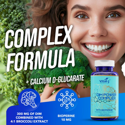 4-in-1 DIM Potent Complex 300mg - Estrogen Balance, Metabolism & Menopause Support | Bioperine, Calcium D-Glucarate & Broccoli Extract | 30 Servings