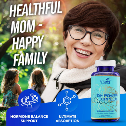 4-in-1 DIM Potent Complex 300mg - Estrogen Balance, Metabolism & Menopause Support | Bioperine, Calcium D-Glucarate & Broccoli Extract | 30 Servings