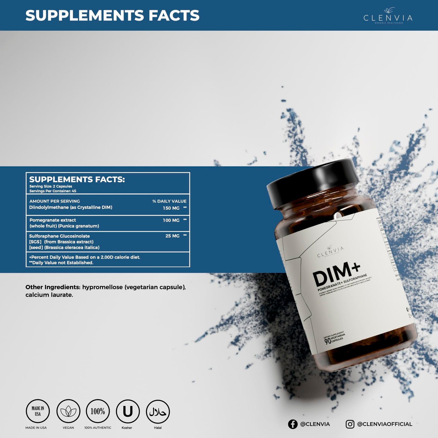 DIM 150 mg with Pomegranate & Sulforaphane – Estrogen Support for Women & Men | 90 Capsules (Vegan, Non-GMO)