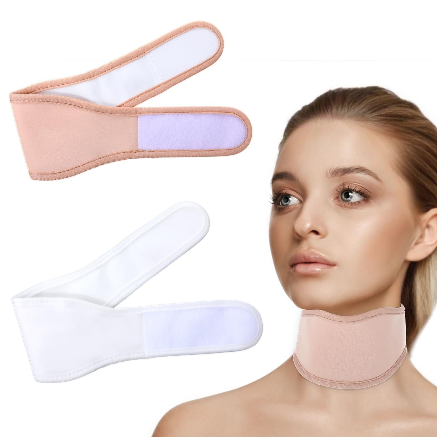 Dimeho Thyroid Castor Oil Neck Wrap - 2 Pack Organic Castor Oil Packs for Thyroid Neck (Khaki & White)