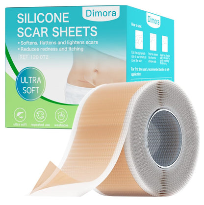 Dimora Medical Grade Silicone Scar Sheets - Ultra Soft Waterproof Scar Tape (1.6x120 Roll)