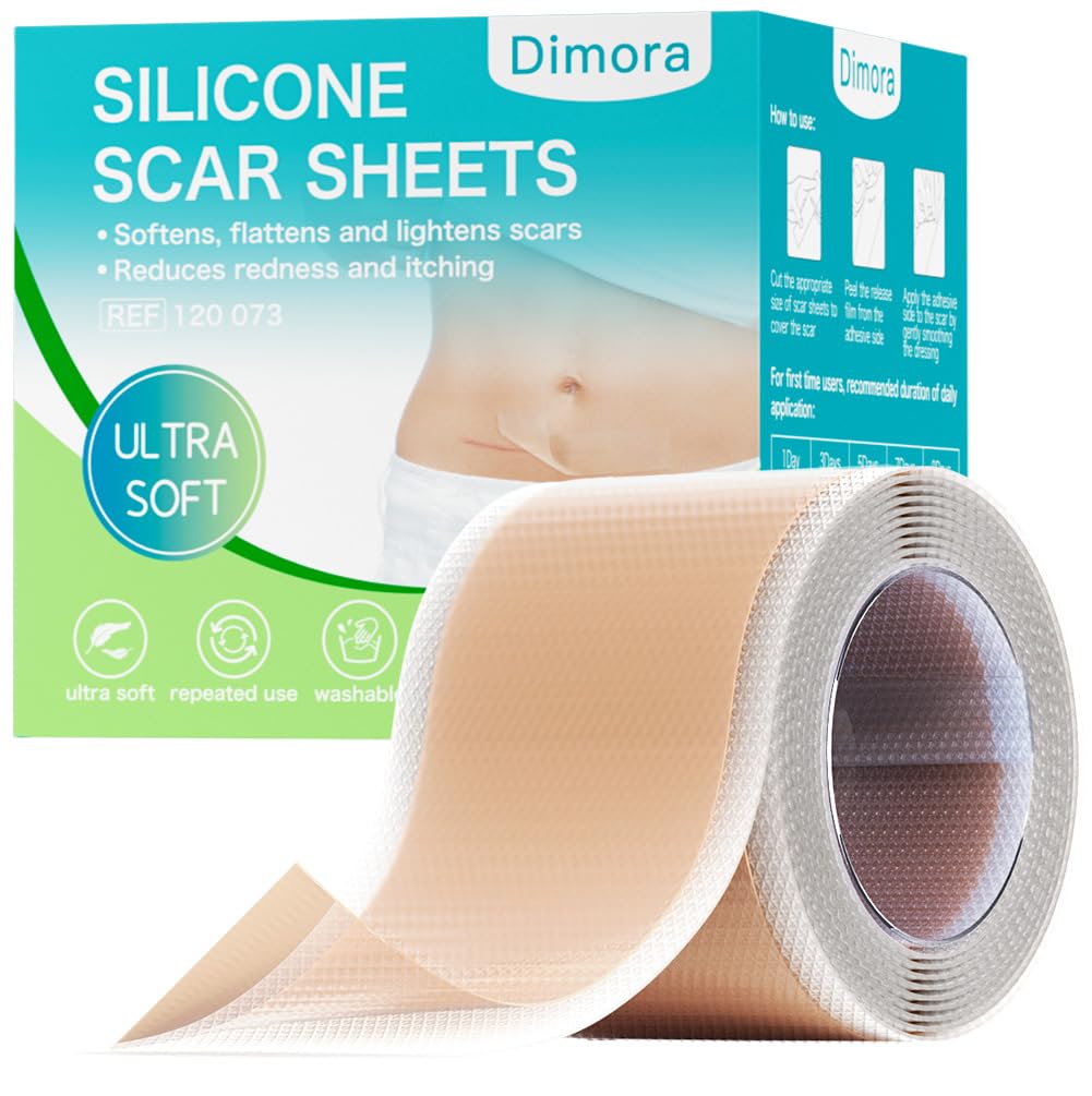 Dimora Medical Grade Silicone Scar Sheets — Ultra Soft Scar Tape (1.6x60 in), Hypoallergenic & Sensitive-Skin Safe