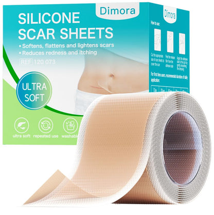 Dimora Medical Grade Silicone Scar Sheets — Ultra Soft Scar Tape (1.6x60 in), Hypoallergenic & Sensitive-Skin Safe