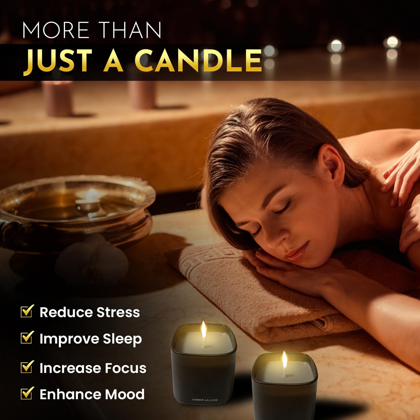 DinBer Candle Gift Set – 3 Scented Soy Candles (50+ hrs each) | Amber Allure, Red Teakwood & Champagne – Flower-Inspired Scents