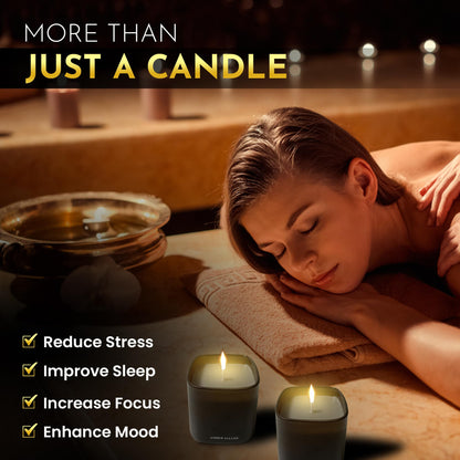 DinBer Candle Gift Set – 3 Scented Soy Candles (50+ hrs each) | Amber Allure, Red Teakwood & Champagne – Flower-Inspired Scents
