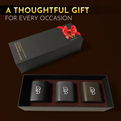 DinBer Candle Gift Set – 3 Scented Soy Candles (50+ hrs each) | Amber Allure, Red Teakwood & Champagne – Flower-Inspired Scents