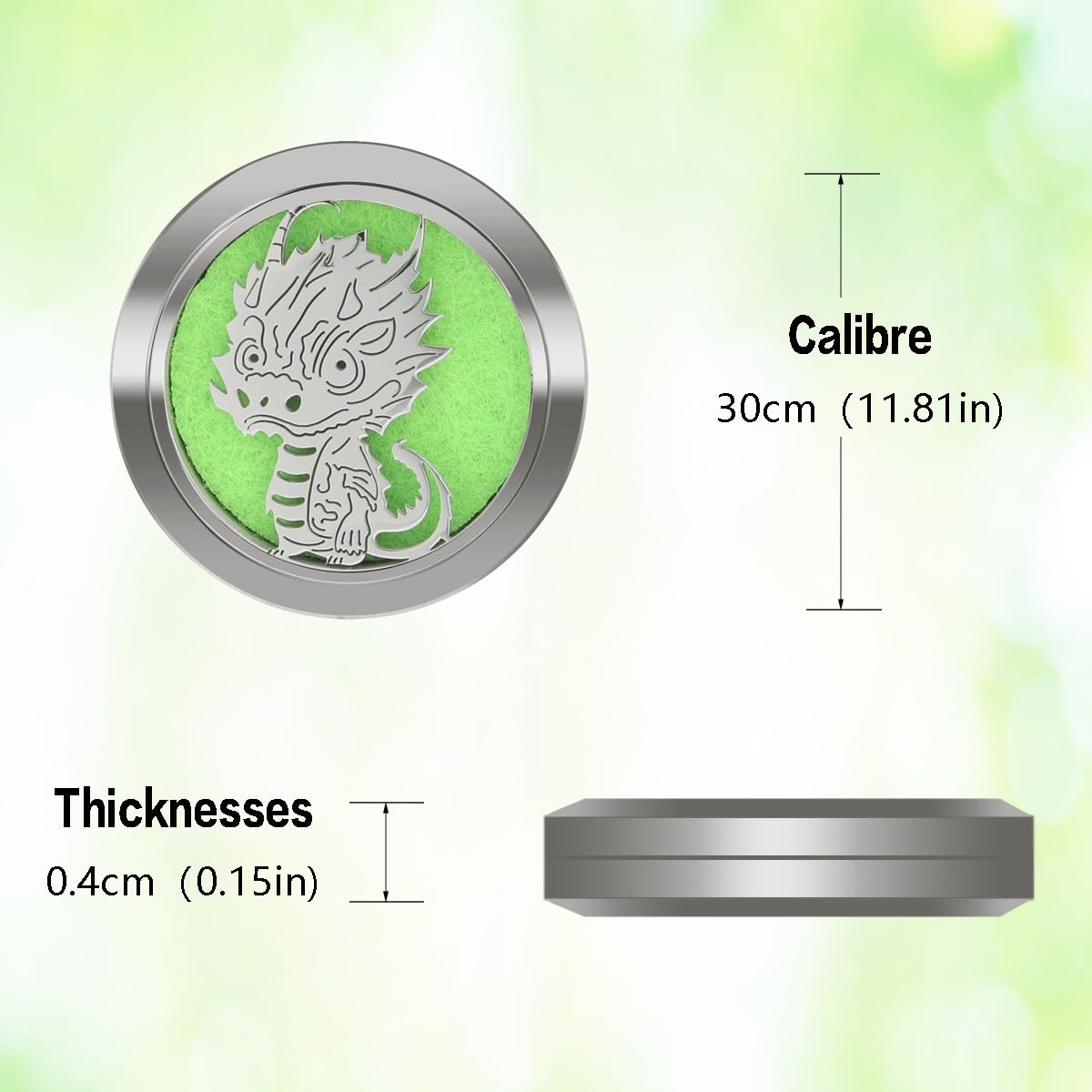 Dinosaur Aromatherapy Diffuser Necklace | Stainless Steel 30mm Pendant for Men & Women
