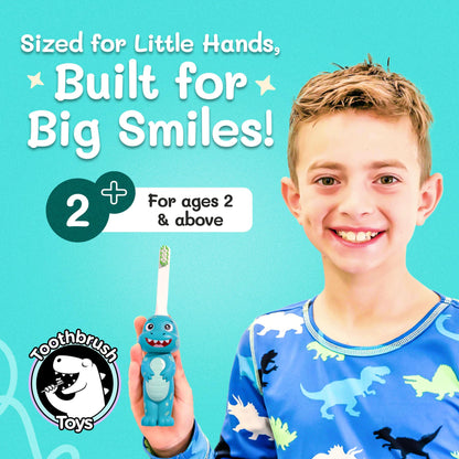 Kids Soft Bristle Dinosaur Toothbrush for Ages 2+ | Replaceable Head & Ergonomic Handle