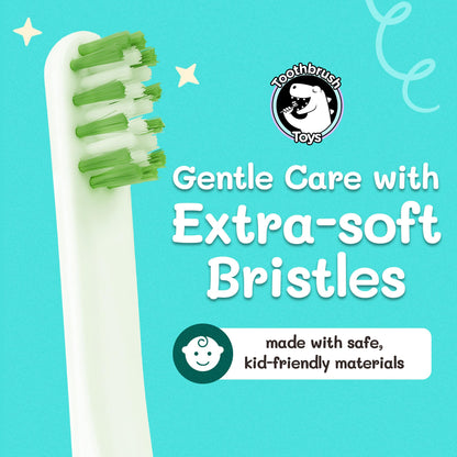 Kids Soft Bristle Dinosaur Toothbrush for Ages 2+ | Replaceable Head & Ergonomic Handle