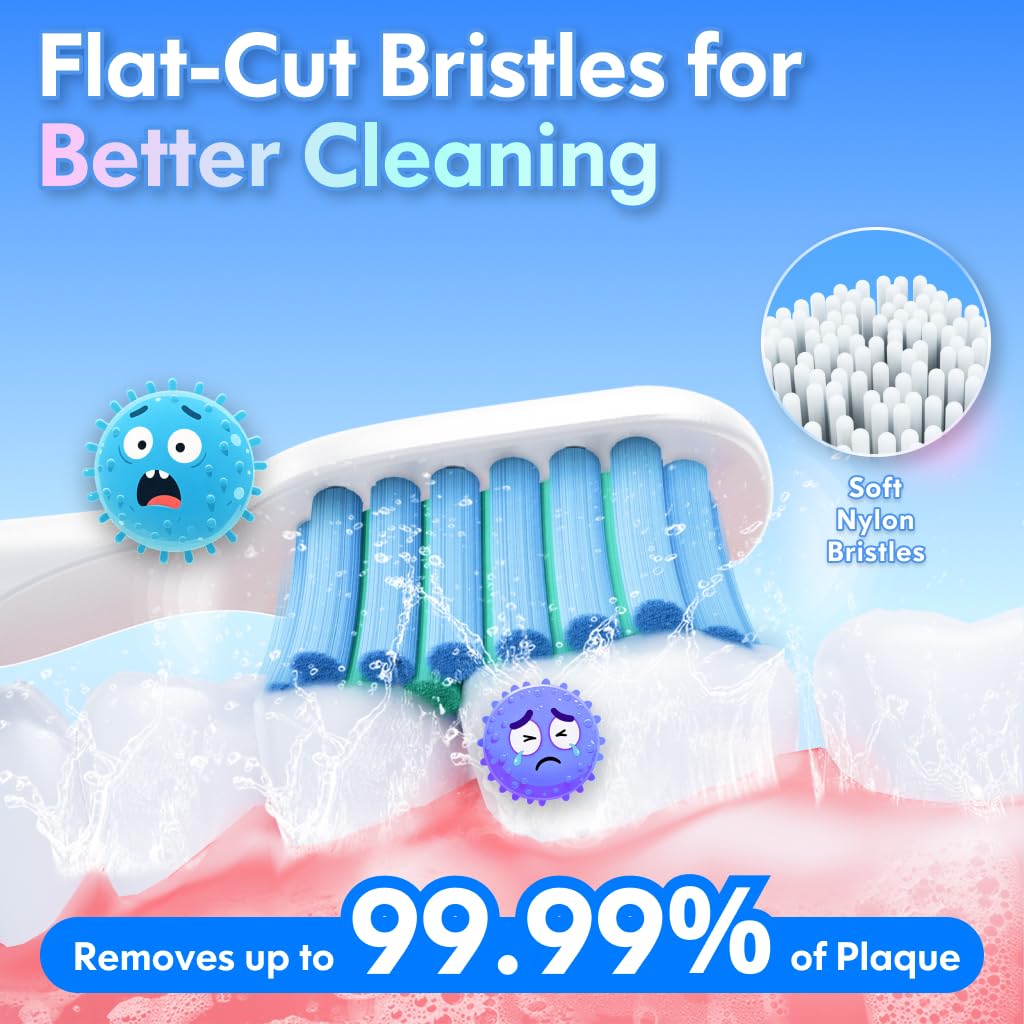 Kids Electric Toothbrush 3-12 Years – Rechargeable with Timer, 3 Modes, 4 Heads, Habit Stickers | Astronaut Blue